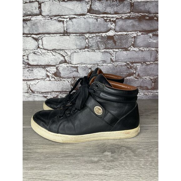 COACH Pembroke Nappa Black Leather Hi-Top Turnlock Sneakers Women 7.5B US FG1274 - Picture 12 of 16